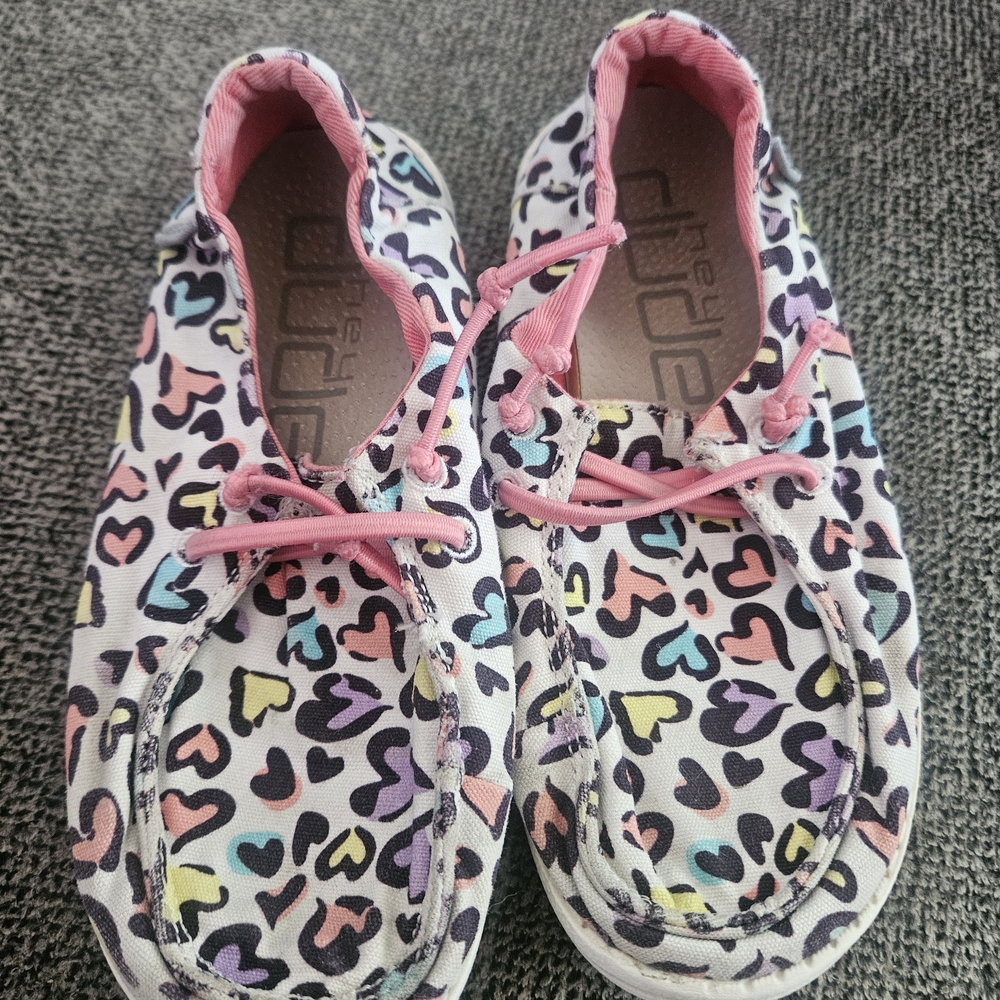 Hey Dude Kids' Colorful Heart Moccasins with Pink Laces Nh1